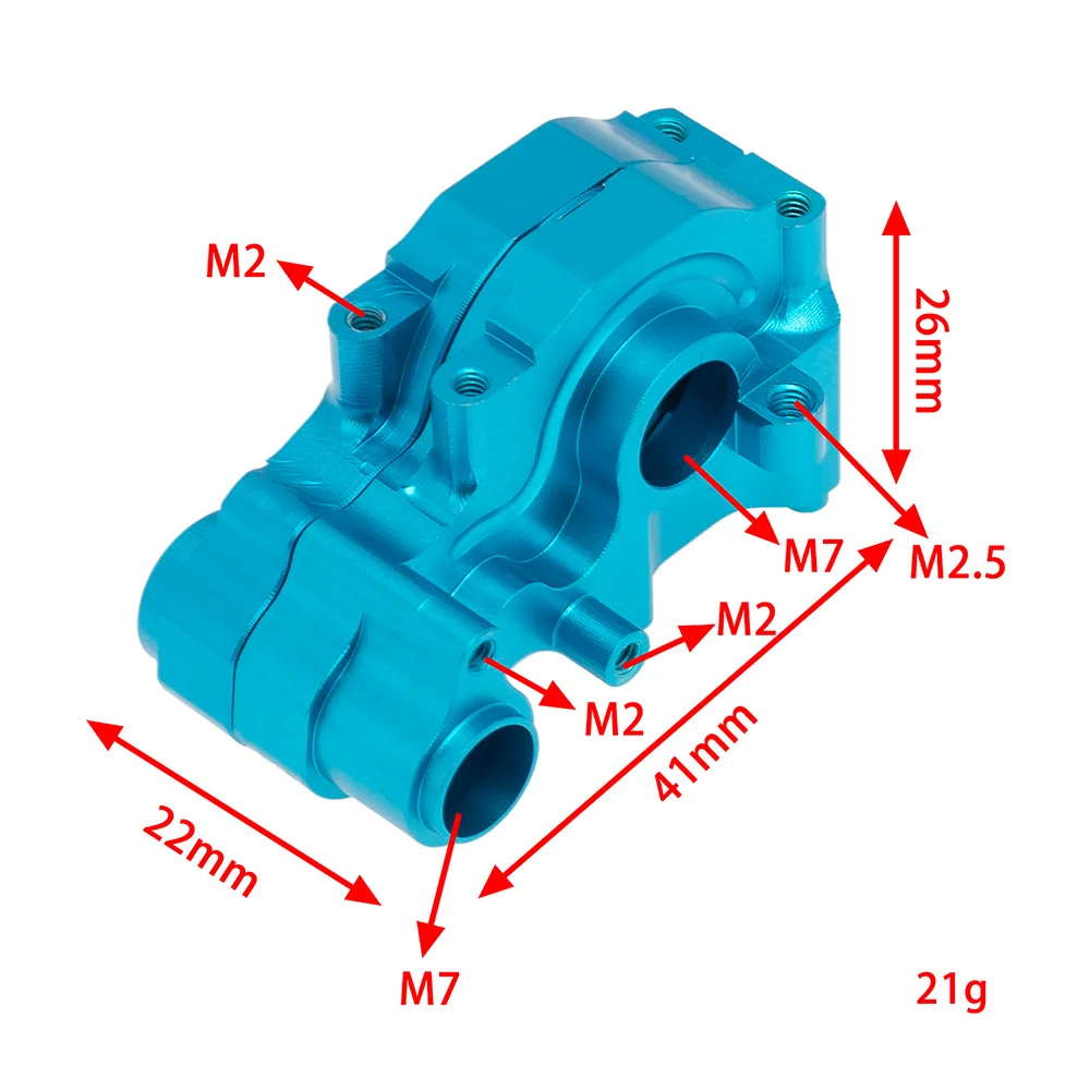 Carcaça da caixa de engrenagens traseira de metal para Losi 1/18 Mini-T 2.0 2WD Stadium RC Truck Car Upgrade Parts, 1