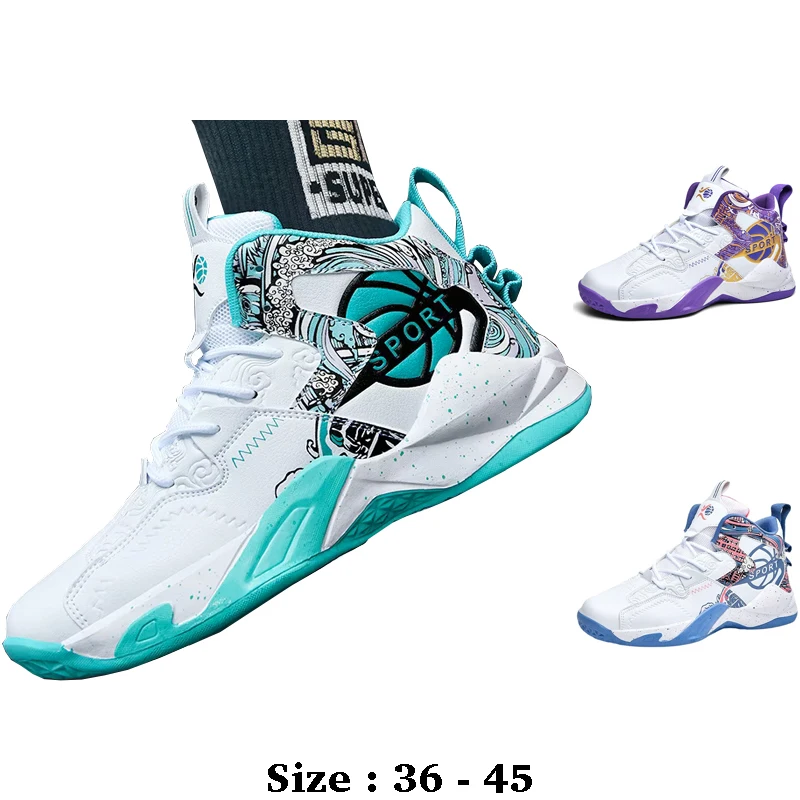 

Высококачественная мужская кожаная повседневная спортивная обувь с винтажным принтом, размер 2025 36, 37, 45, уличные баскетбольные кроссовки для бега, фиолетовые, синие