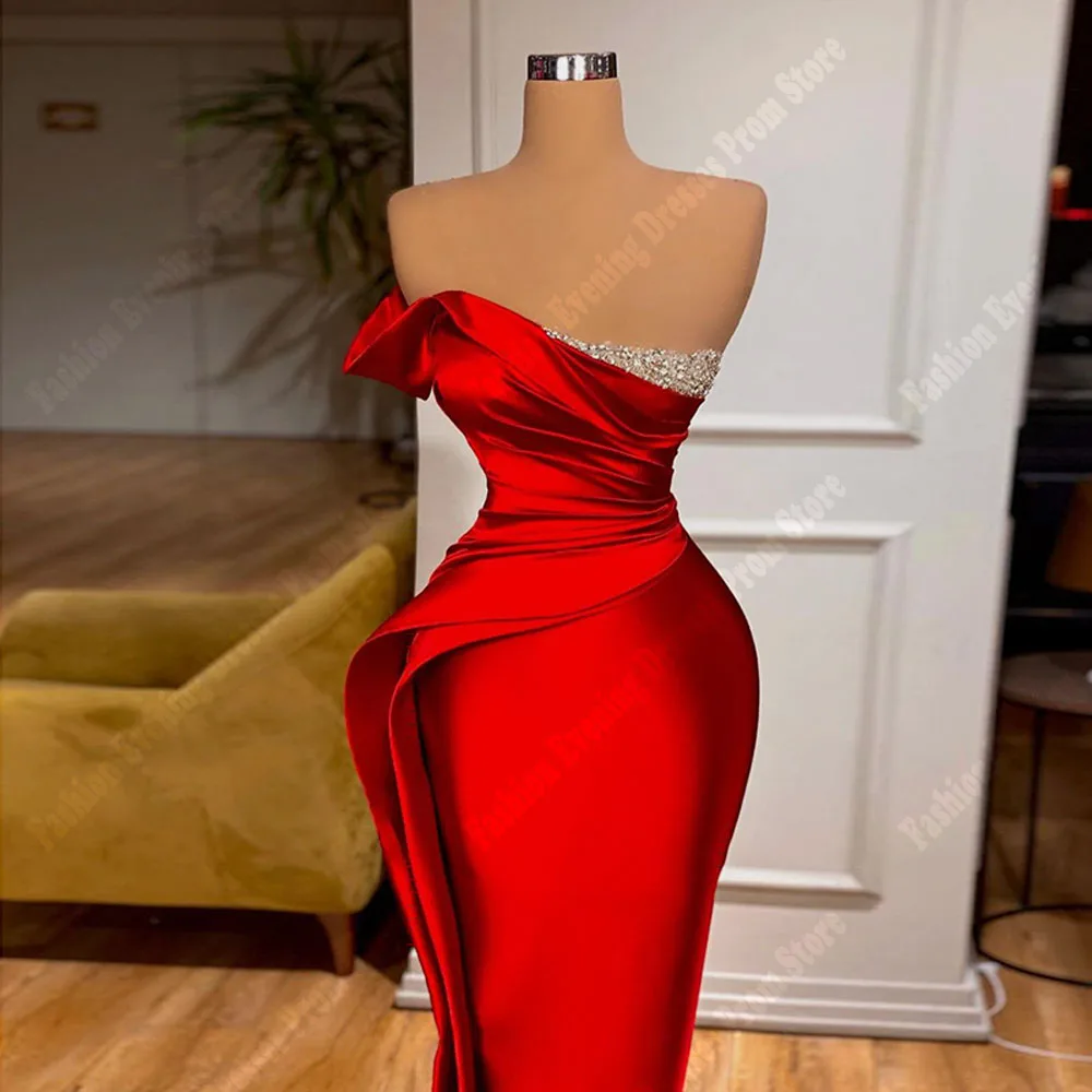 Beautiful Red Simple Women Evening Dresses 2025 Backless Sleeveless Mopping Customized Fascinating Mermaid Lady Vestido De Gala