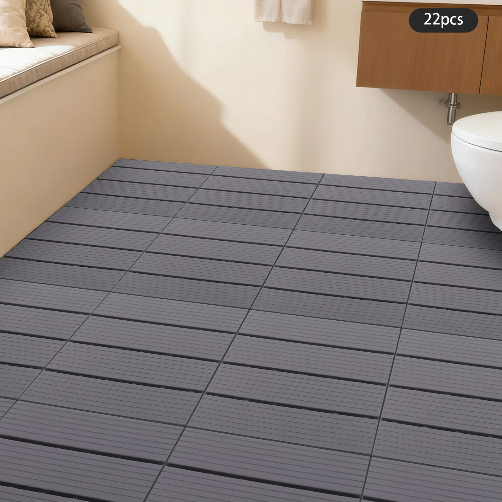 

Набор из 22 штук: напольная плитка 12x12 дюймов с полосатым дизайном, водонепроницаемые пластиковые коврики для пола, модульная ковровая плитка для самостоятельной укладки