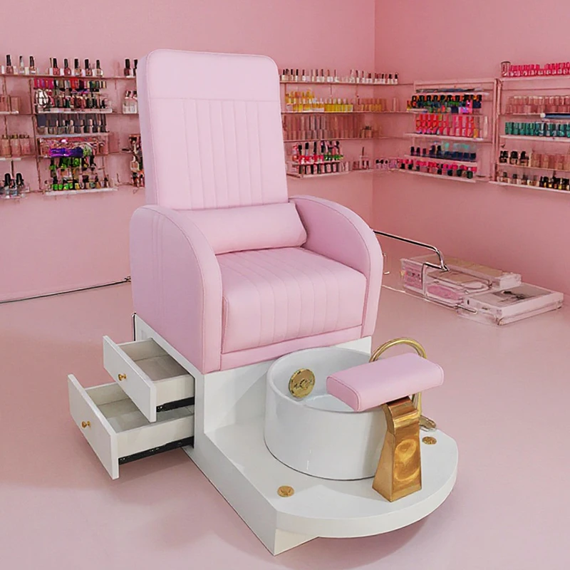Luxury pink Nail Salon Equipment Foot Care Spa Chair Modern Storage Pedicure Chair Electric No Plumbing Pedicure Station