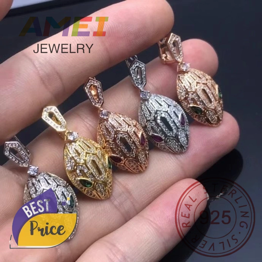 

1: 1 Customized Fashion Trend Brand Jewelry Classic Snake Head Diamond Women's Pendant Earrings Birthday Party Gift