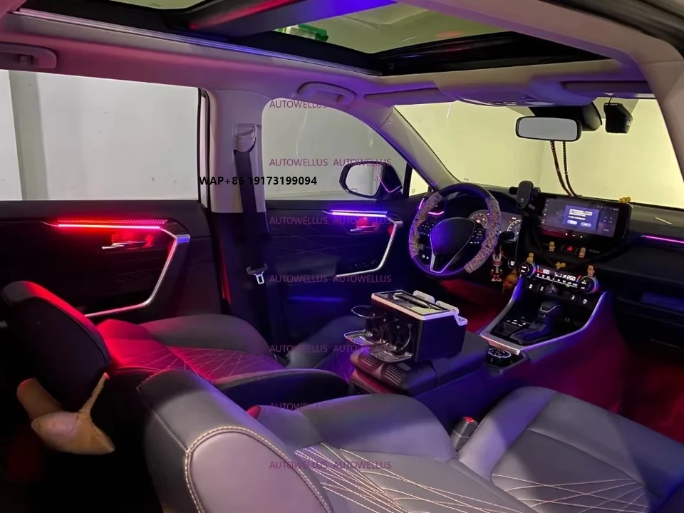 

2020-2024 for-Toyota for RAV4 Wildlander LED Ambient Car Light Carbon Fiber Instrument Door Dynamic Shadow Auto Interior