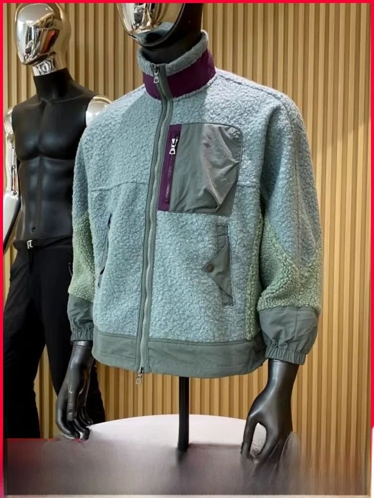 

Outdoor Couples Fce Jaet Stand Collar Plaid Warm Polyester Fiber Ladies Coat Lazy Sle Color Blo Design Winter Outerwear