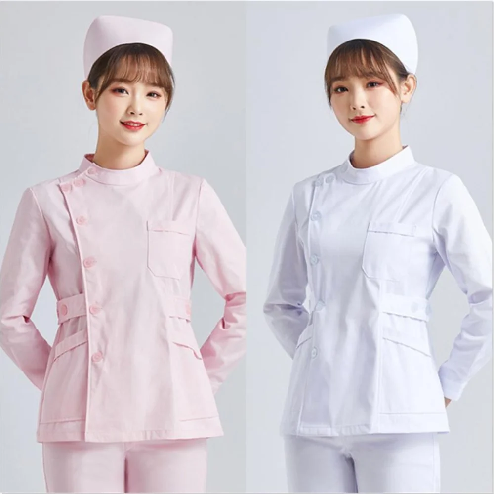 

Muboshu White Short Sleeve Scrubs Uniforms Women Pet Grooming Clinic Nursing Clothes Workwear Nurse Scrub Work Medical Uniform