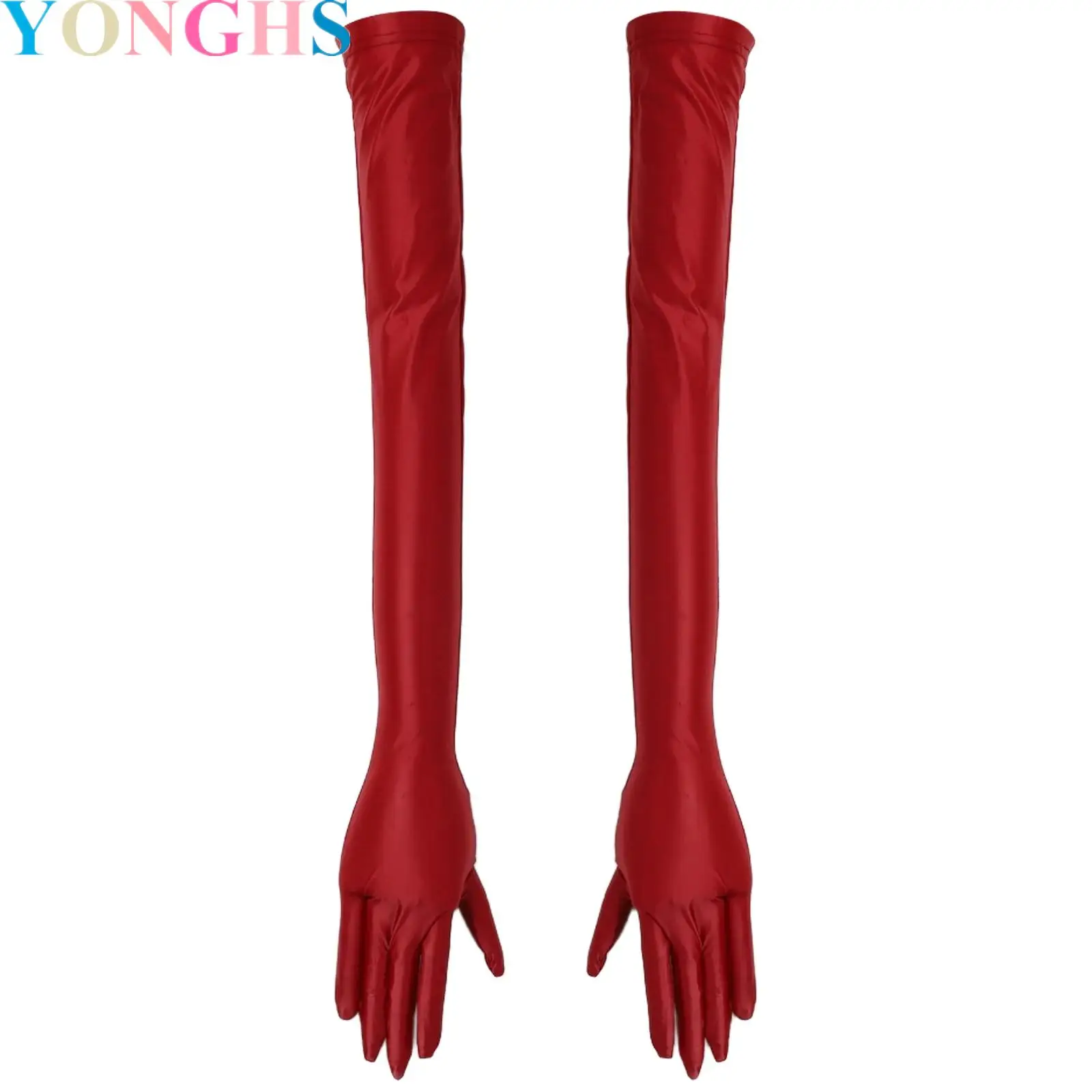 

Extra-long Highly Elastic Gloves Shimmer Glossy Five-finger Gloves for Women Party Club Outdoor Activities