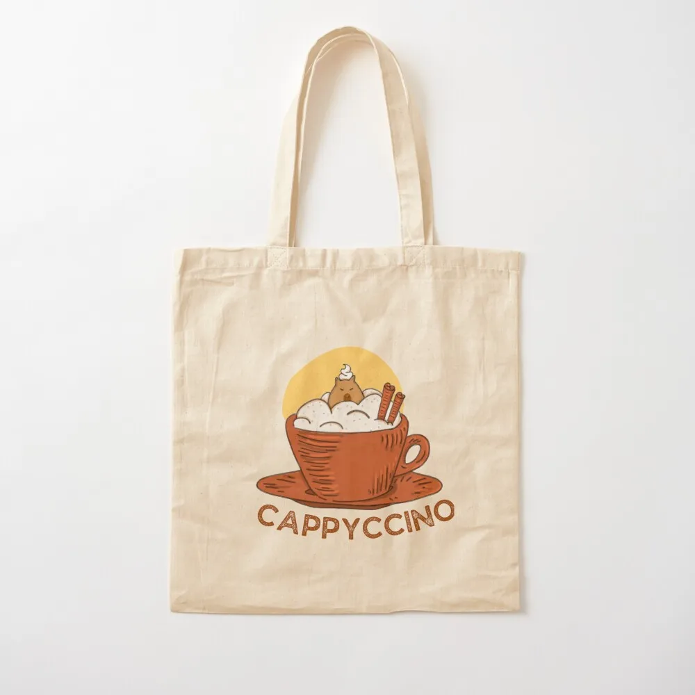 

Cute Cappyccino Capybara Pun Tote Bag custom fabric bag Gift bag