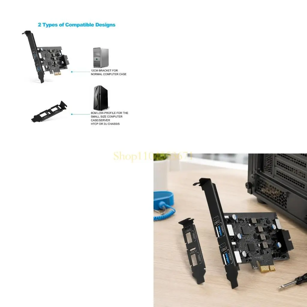 Best Seller PCIe USB Card with Two Internal Headers for Front-Panel Access