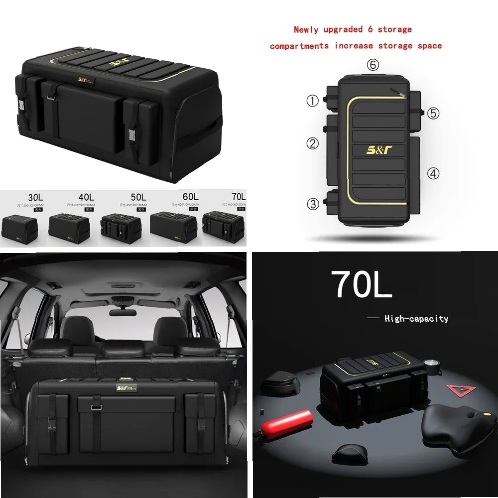 

30L-70L Car Luggage Storage Box, Large Capacity Multi-Functional Tool Organizer, Oxford Foldable Emergency Trunk Organizer