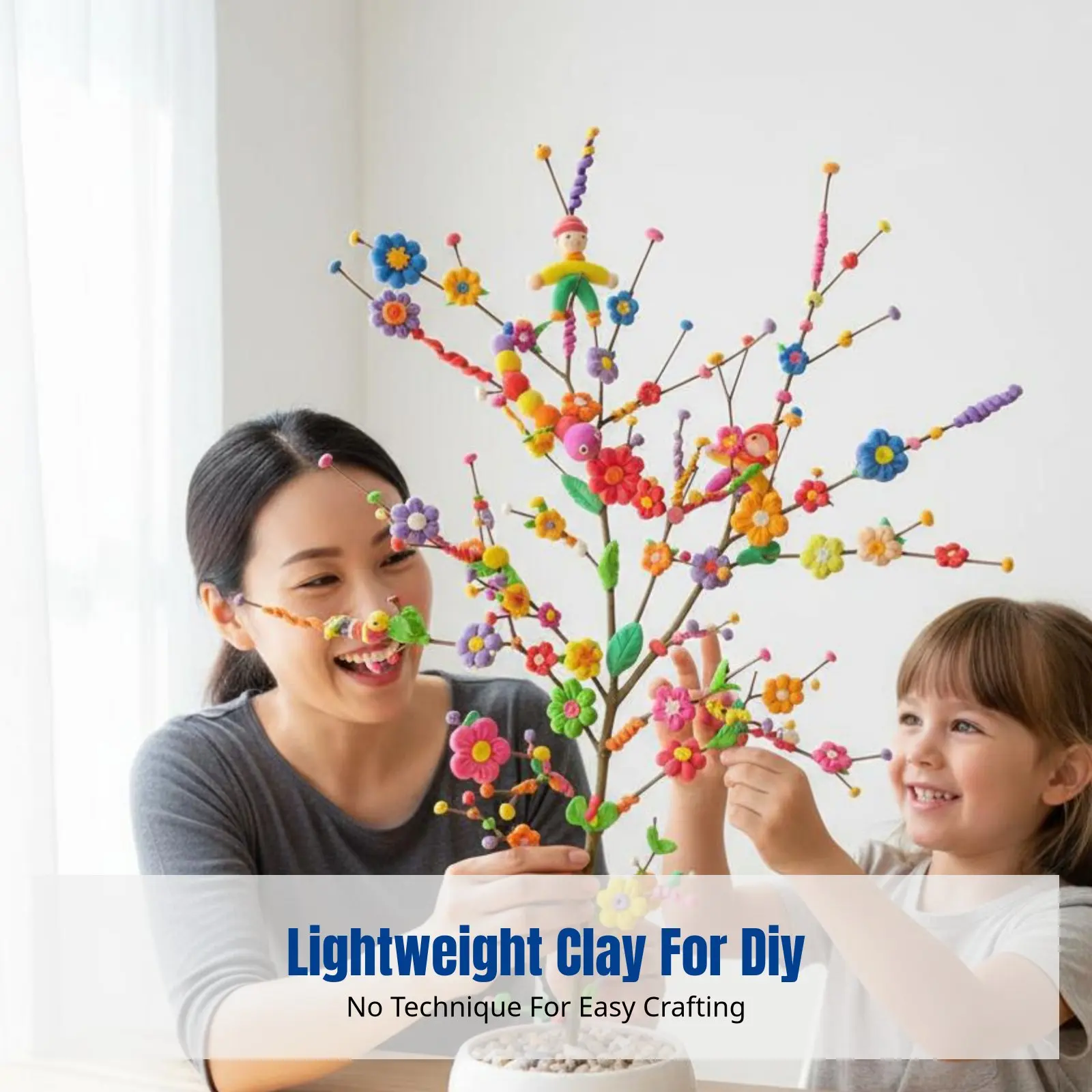 

DIY Modeling Clay, Flower Tree Craft Kit, Featherweight, Non-Sticky, for Adult and Kids Crafts