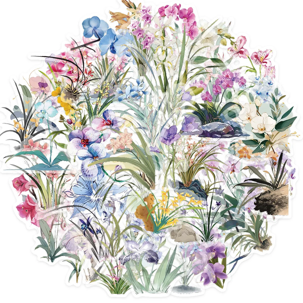 

50 шт. различные красивые наклейки с граффити орхидеи, скрапбукинг, материал для коллажа, телефон, гитара, скейтборды, водонепроницаемые декоративные