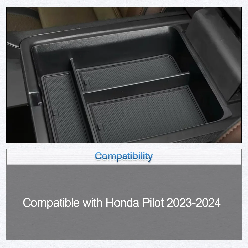 

Car Centre Console Storage Box with Mat For Honda Pilot 2023-2024 Center Console Storage Tray Interior Organizer Accessories