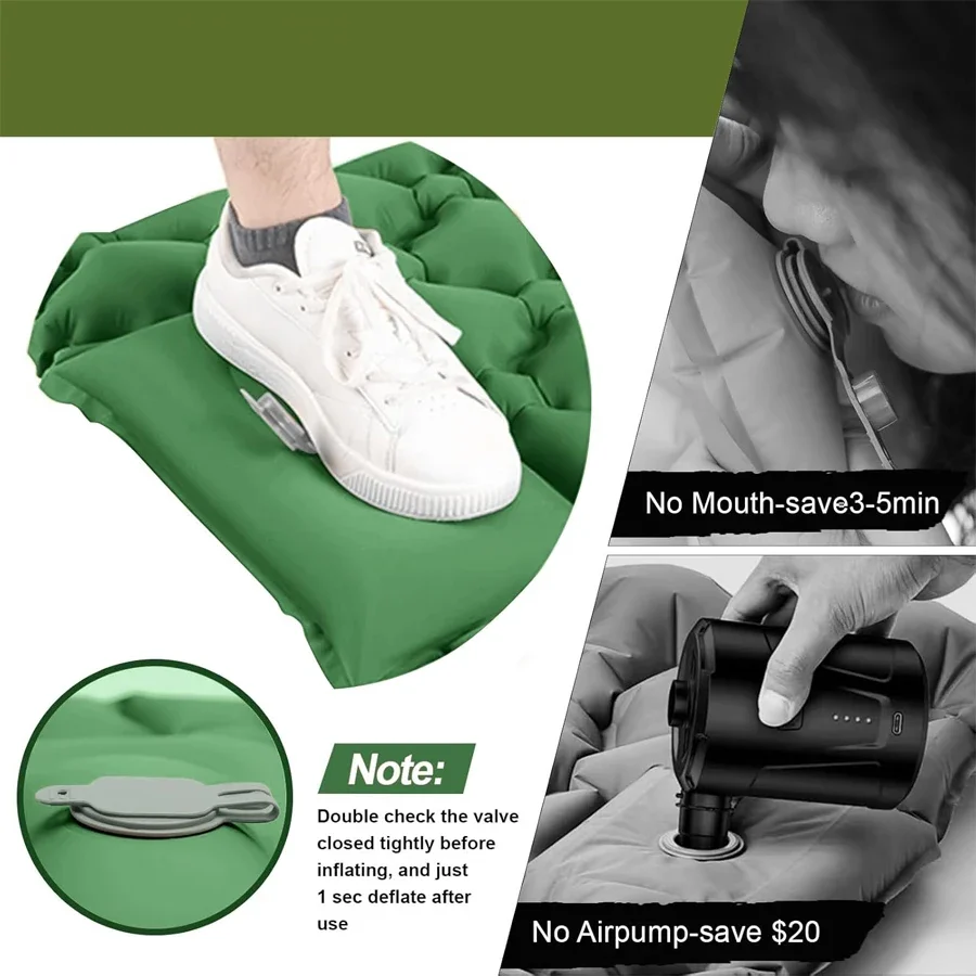 Ultralight Inflatable Sleeping Pad with Pillow –1Pc Compact Mat with Built-in Foot Pump for Camping, Backpacking & Hiking Trips