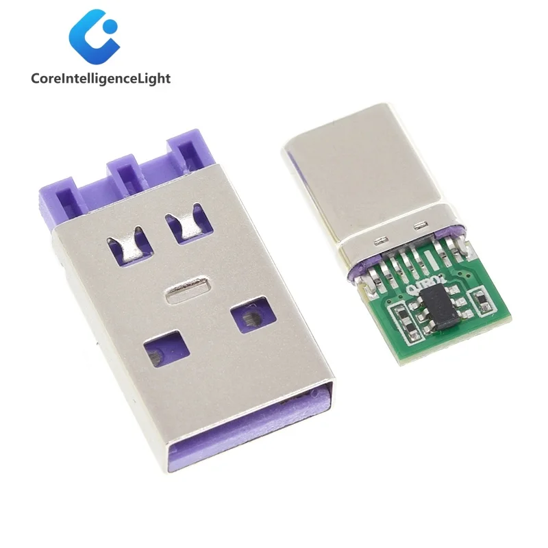 1 مجموعة شحن سريع نوع-C USB 65 واط 5A ذكر موصل لحام مع 5Pin PCB + نوع ذكر 6 دبوس USB لتقوم بها بنفسك OTG شحن البيانات لتقوم بها بنفسك عدة