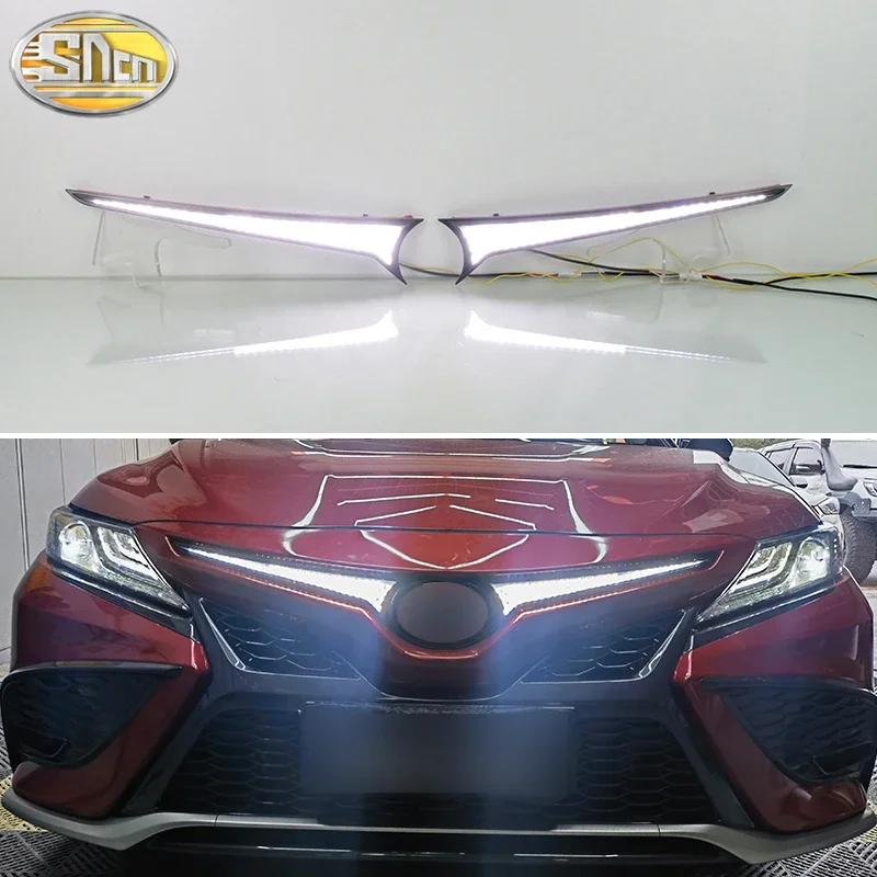 For Toyota Camry XV70 SE XSE 18-23 Dynamic Turn Signal Waterproof ABS Car DRL 12V LED Daytime Running Light Grill LED Decoration