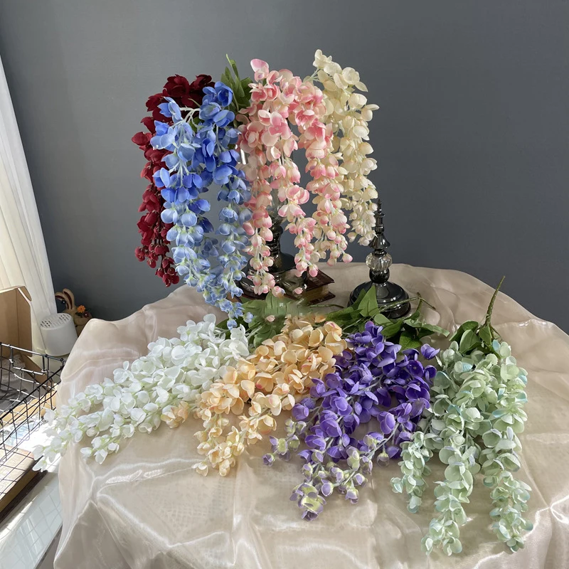 110cm High Simulation Artificiales Big Wisteria Flowers Home Wedding Garden Decoration Wall Hanging Decor prop Flores