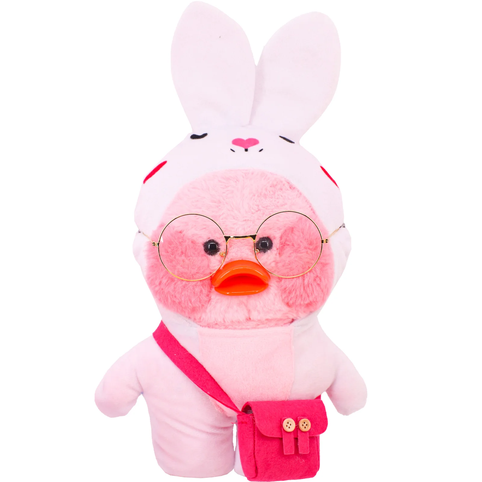 3 Pcs/Set Duck Doll Clothes Accessories Headband Glasses Bag for 30 Cm lalafanfan Plush Stuffed Toy Cute Animals Bodysuit,Gifts