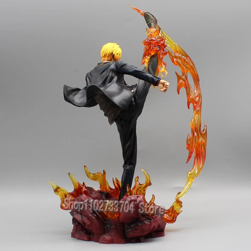 One Piece Figures Sanji Action Figure 30cm Statue Anime PVC Fire Battle Version Sanji Vinsmoke Model Collection Doll Toys