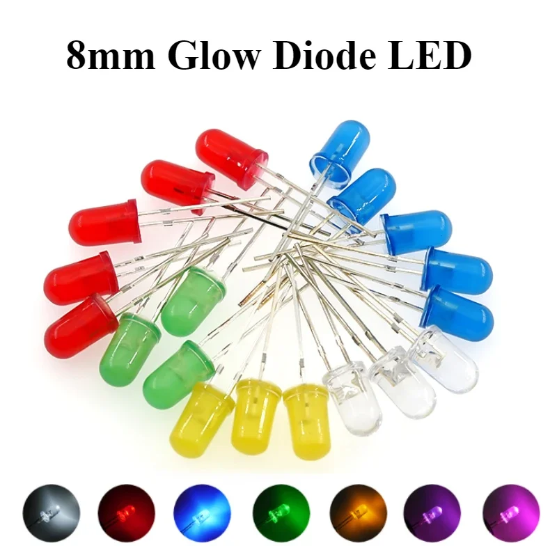 10/30/50Pcs/lot 8mm 10mm LED Diode F8 F10 White Emerald Green Red Blue Yellow DIY Light Emitting Diode