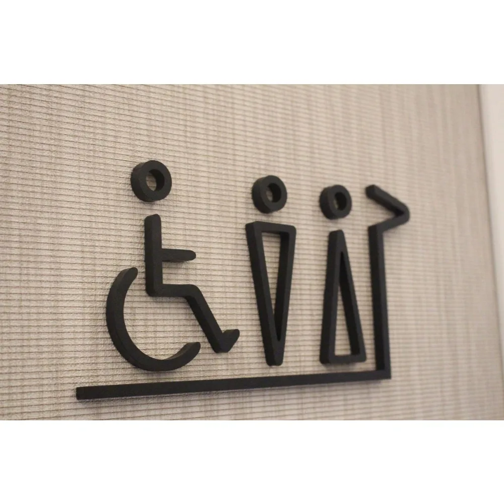 Aluminum Metal WC Sign with Arrow, Hanging Restroom Bathroom Sign for Hallway
