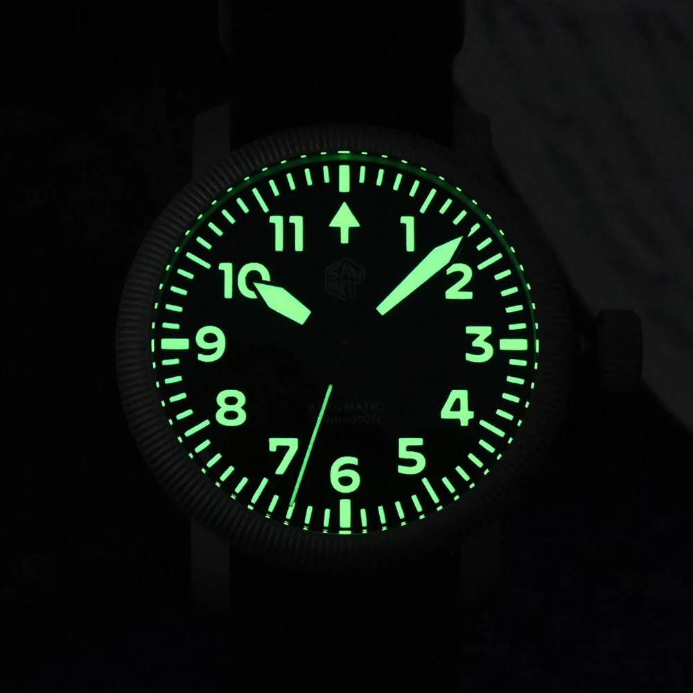 San Martin 40mm Retro Pilot Watch for Men Retro YN55 Automatic Mechanical Movement 100m Waterproof Luminous Watches SN0143