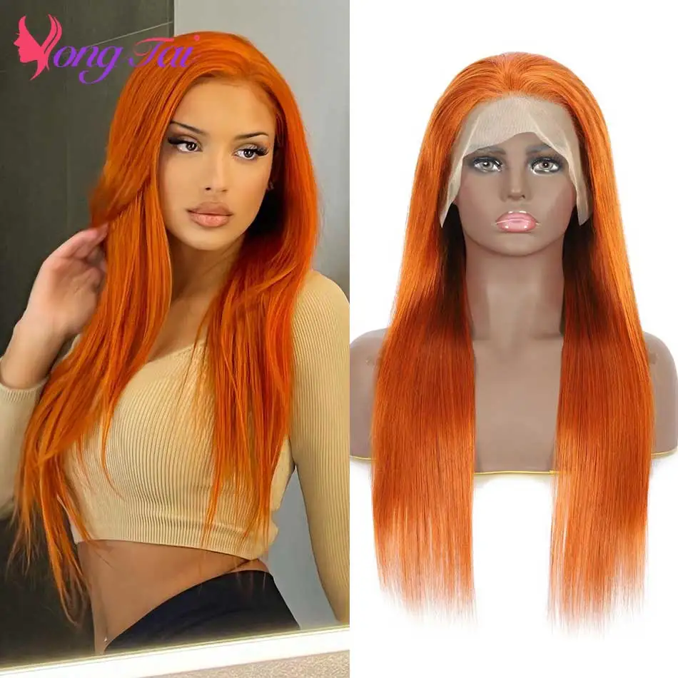 Indian Straight Lace Front Wigs For Women Human Hair Pre Plucked Orange Color 350# All For 1 Real And Free Shipping From China