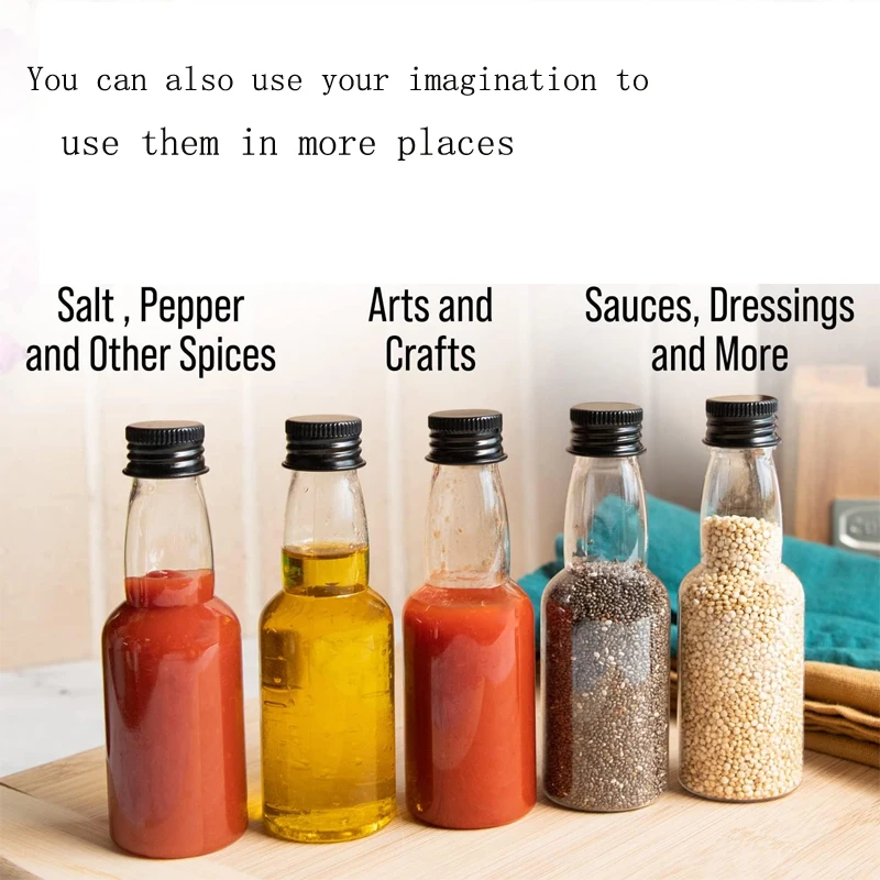 5 قطعة 30 مللي-150 مللي زجاجات عصير بلاستيكية صغيرة فارغة مع أغطية ألومنيوم زجاجة الخمور القابلة لإعادة الملء لحفلات الزفاف ديكور ذاتي الصنع