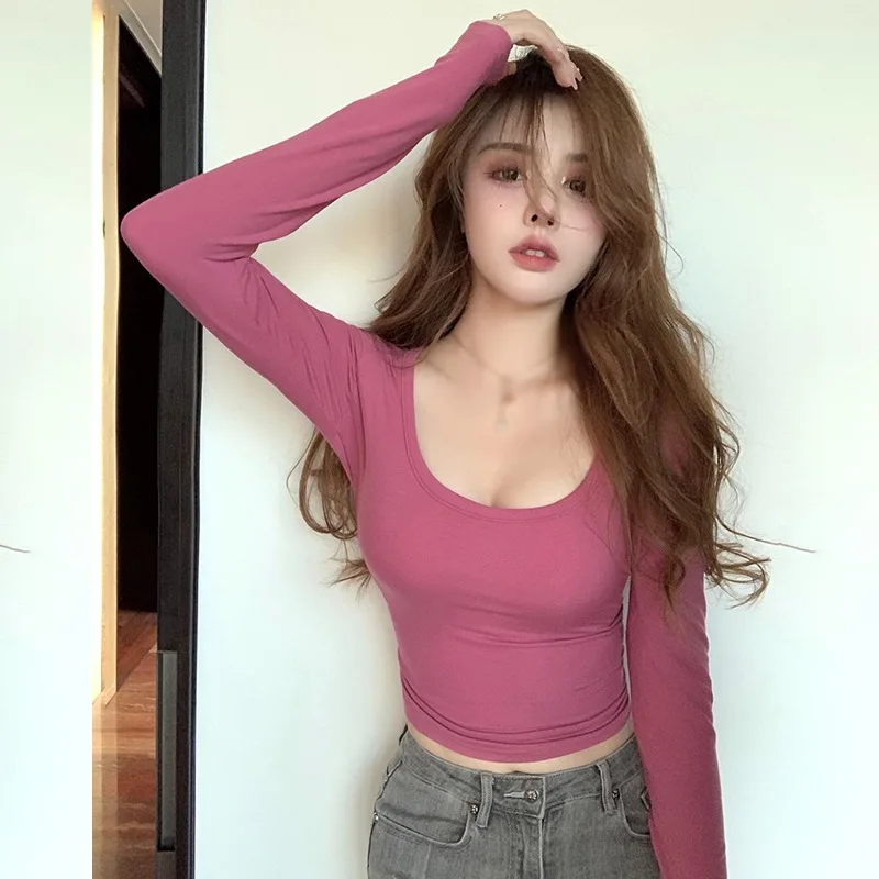 Women\'s Top Base Layer Shirts Casual T-Shirt Long Sleeves U-Neck Top