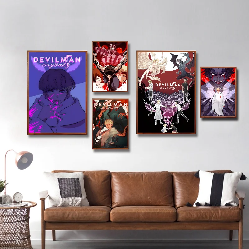 Anime Devilman Crybaby Poster Self-adhesive Art Waterproof Paper Sticker Coffee House Bar Room Wall Decor