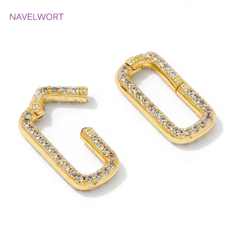 Cierres de resorte de mosquetón rectangulares chapados en oro de 18 quilates, conector de joyería con cierre de hebilla de latón para hacer pulseras, accesorios de joyería DIY