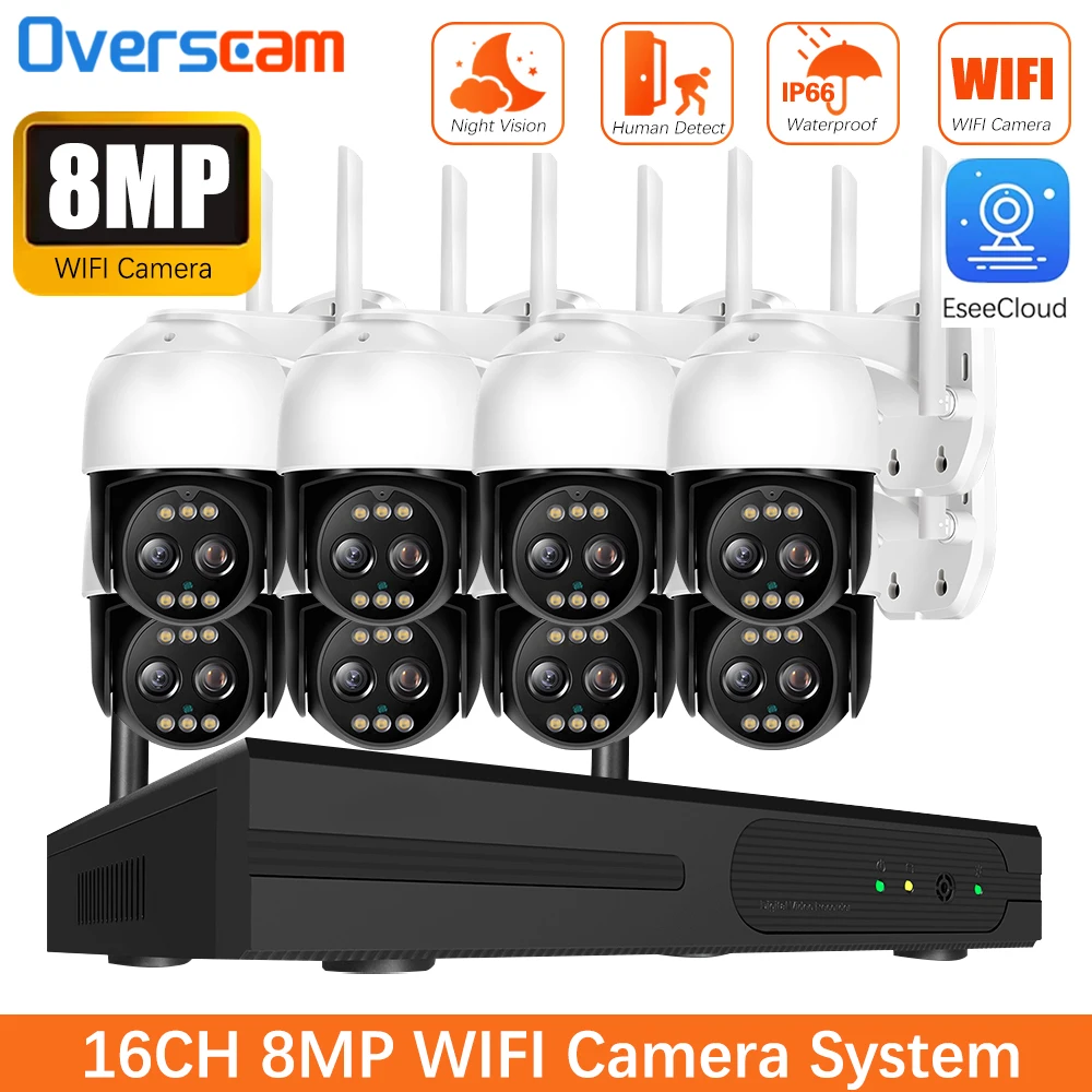 16CH 5MP NVR WiFi Security 10X PTZ Zoom Camera System Night Vision 8MP Wireless CCTV Camera System With Auto Tracking
