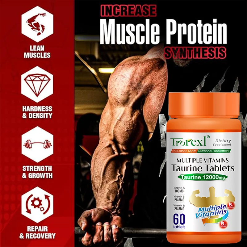 Taurine Muscle Builder, Muscle Building Supplements for Men&Women, Muscle Gainer Workout, Muscle Growth, Increased Strength