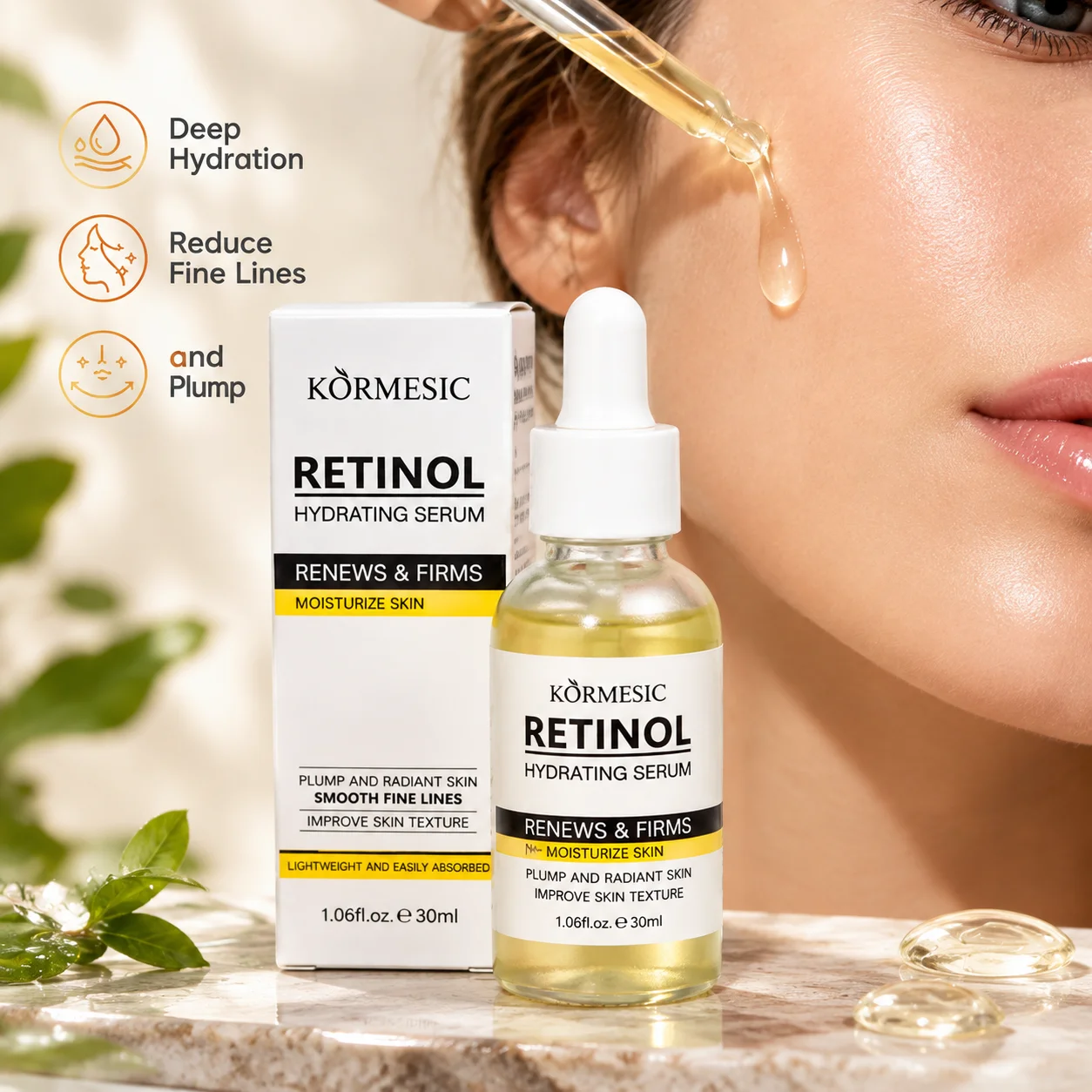 Retinol Anti Wrinkle Cream - Serum Wajah Retinol Anti-Penuaan, Melembapkan Secara