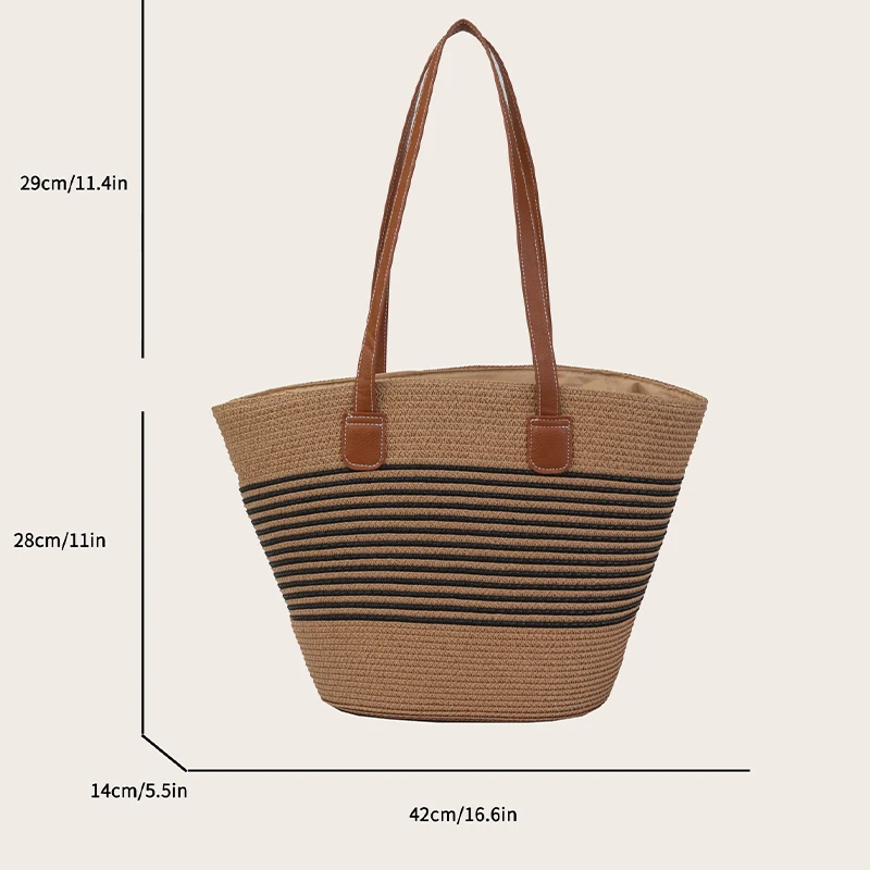 2024 Summer New Grass Weaving Large Capacity Tote Bag Single Shoulder Bag Leisure Beach Vacation Bag Women\'s Favorite Bag