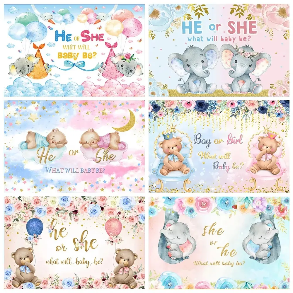 Column Color Baby Gender Revealing Theme Banner Backdrop, Children's Birthday Party, Home Decoration Photography Backdrop Cloth