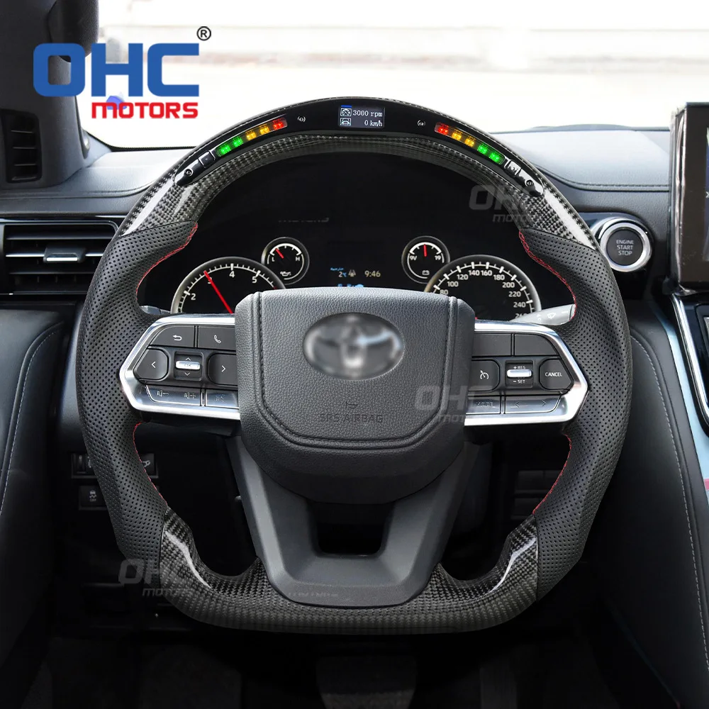 

Подходит для нового 22-24 Toyota Rand Cool Luze LC300, рулевое колесо из углеродного волокна, светодиодная интеллектуальная модификация.