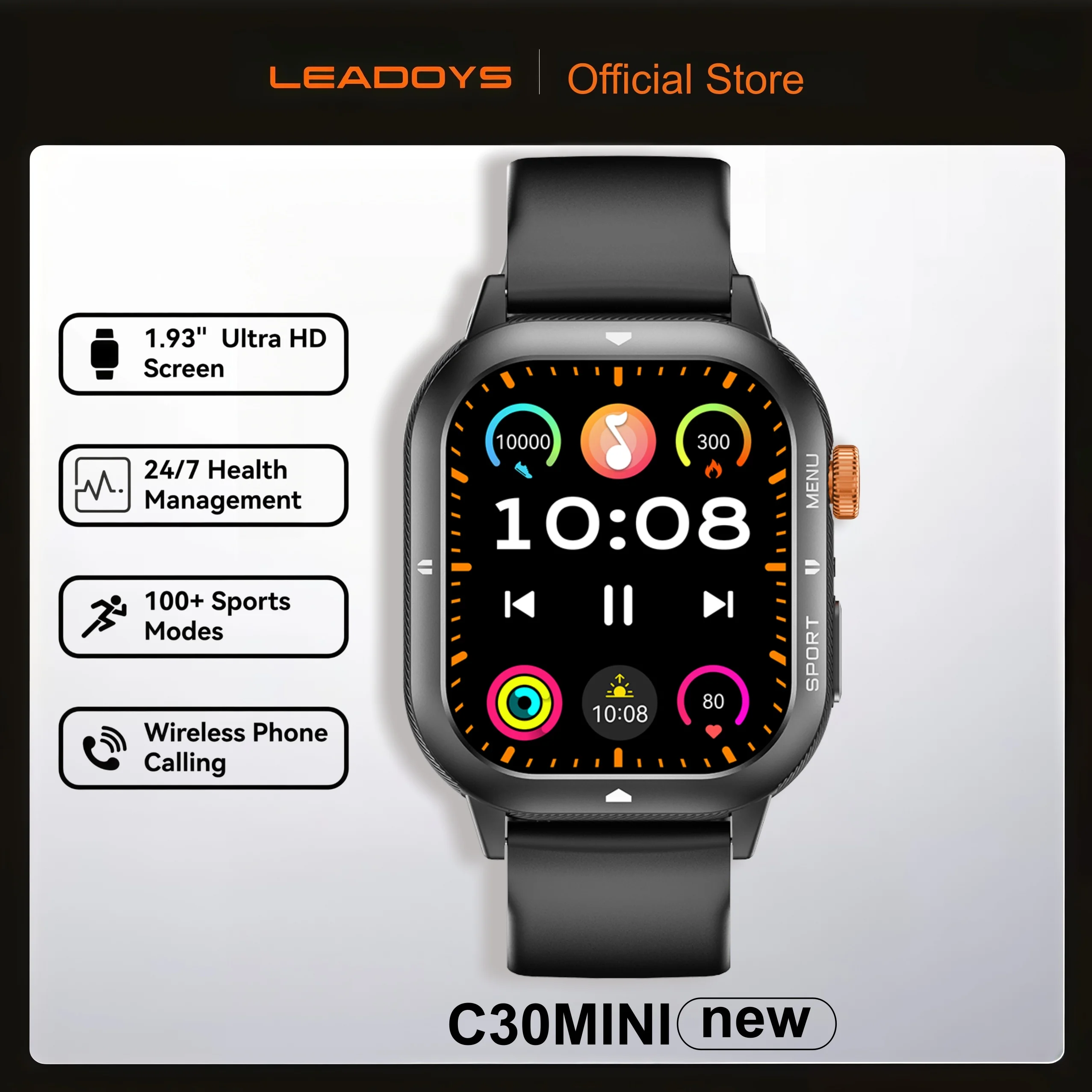 

LEADOYS C30 1ATM Waterproof Smart Watch Men's and Women's Sports Watch Men's and Women's Waterproof Swimming Watch Christmas gif