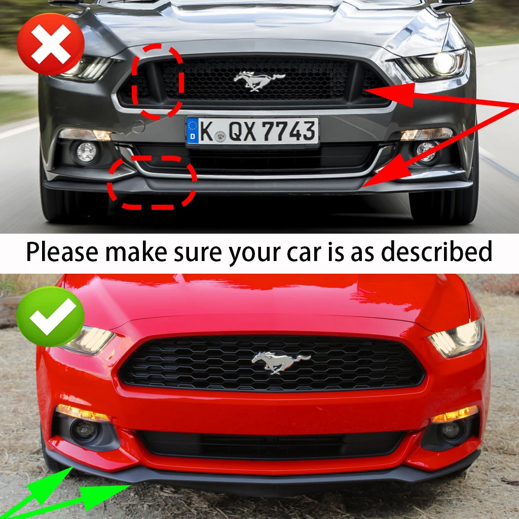 3PCS Gloss Black Car Front Bumper Splitter Lip Diffuser Body Kit Spoiler Guard spoiler frontal,For Ford Mustang 2015 2016 2017