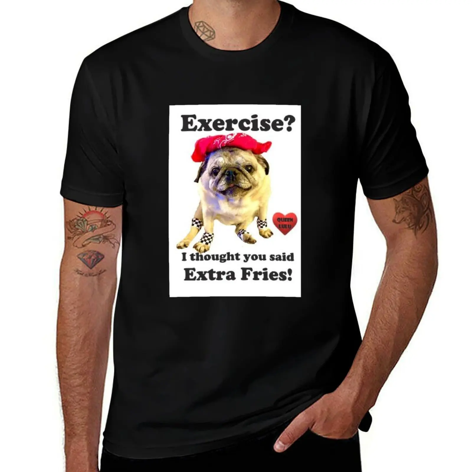 Exercise? I thought you said Extra Fries! T-Shirt Retro Graphic Print T-Shirt