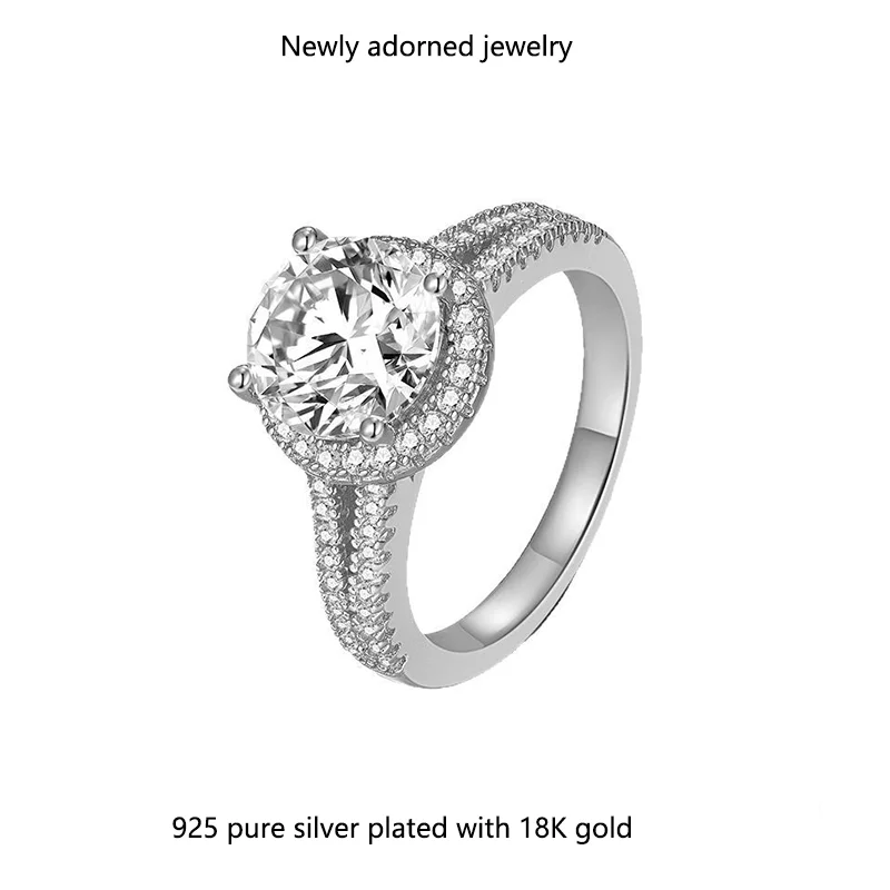 

925 sterling silver ring with a 2-carat moissanite, designed for women, featuring niche high-end and light luxury jewelry, suita