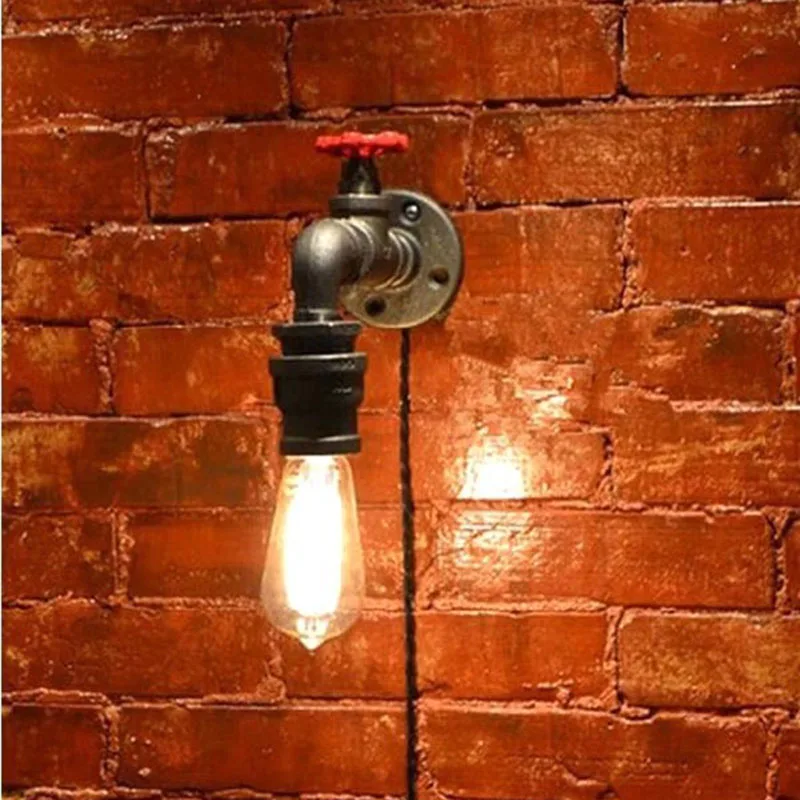 Retro Industrial Vintage Steam Valve Water Pipe Edison Wall Sconce Lamp Houseware Restaurant Home Decor Lighting Fixture