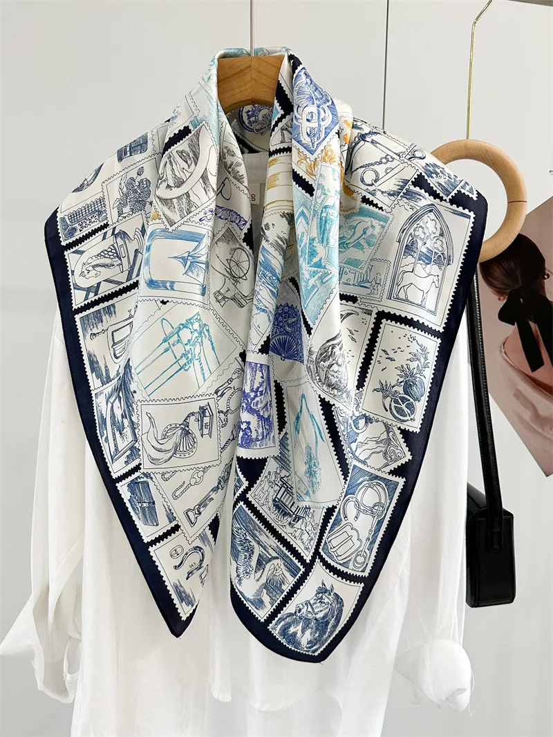 

Soft Silk Scarf 90CM 100% Mulberry Bandanas Luxury Designer Neck Clothing Accessories Foulards Femme Lover Gift