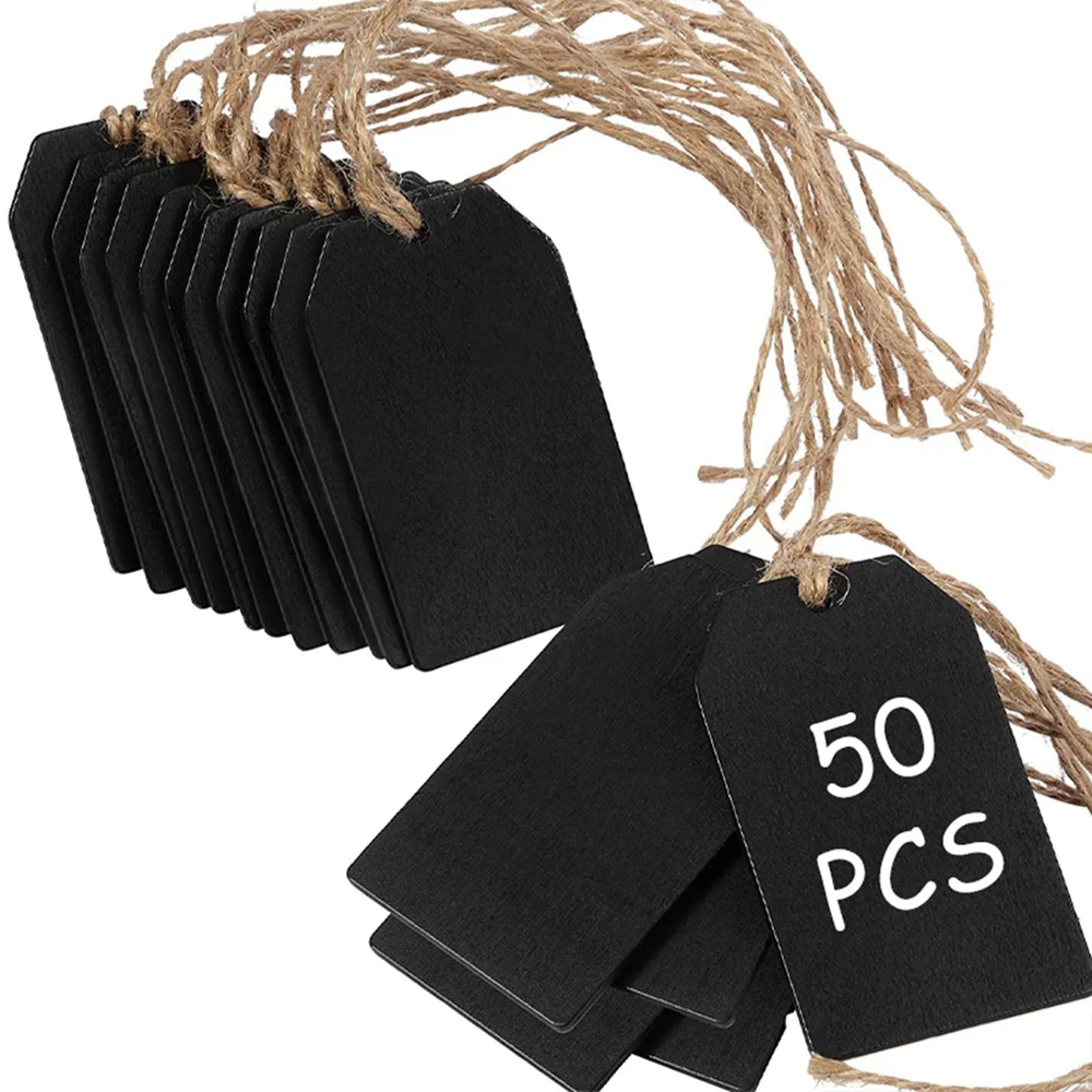 25pcs/Set Chalkboard Signs Hanging Chalkboard Labels chalkboard signs for food Chalkboard Tags Hanging Wooden Double sided