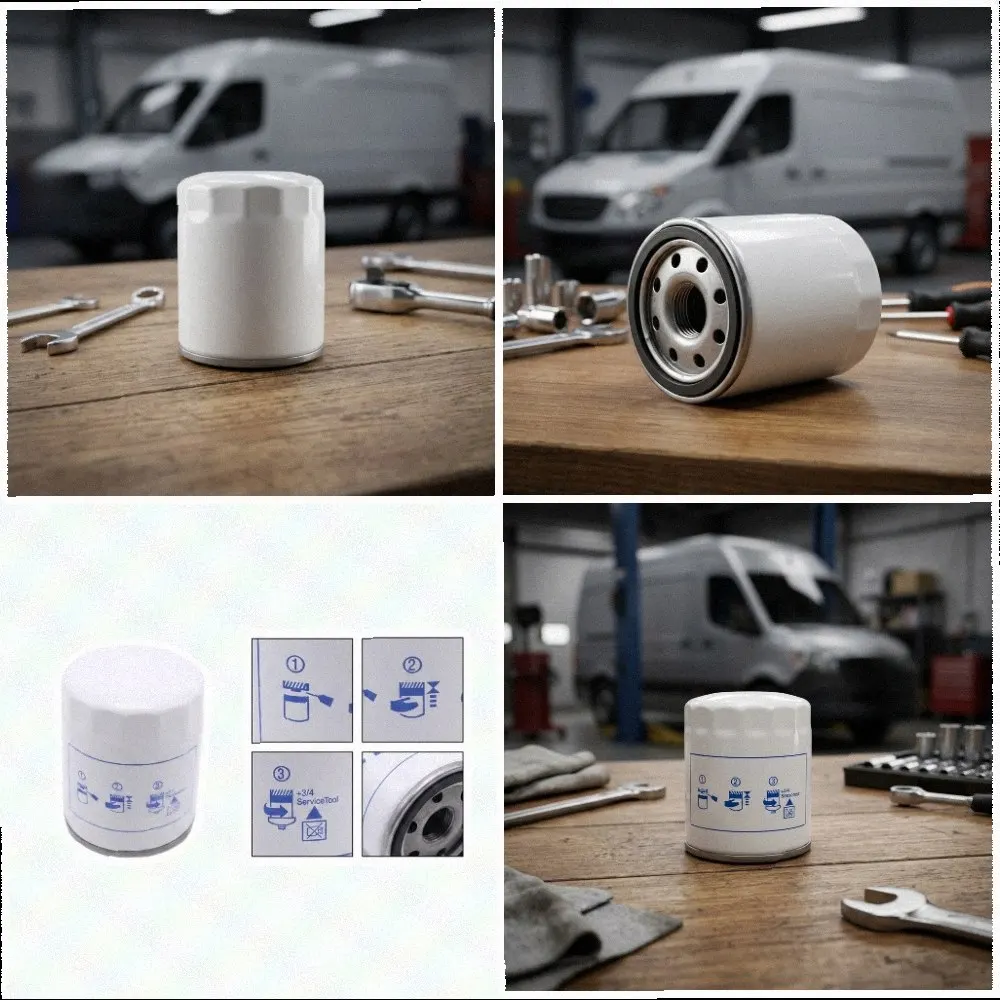 Engine Oil Filter for Ford Transit Mk8 2016 Onward Spin-On Design 2007929 GK2Q6714AA Metal Housing White Finish