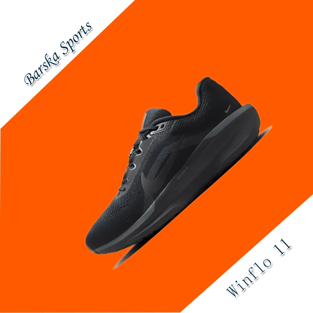 Nike Winflo 11 Scarpe da corsa basse da uomo e da donna Comode sneakers antiscivolo resistenti all'usura con assorbimento degli urti Nero