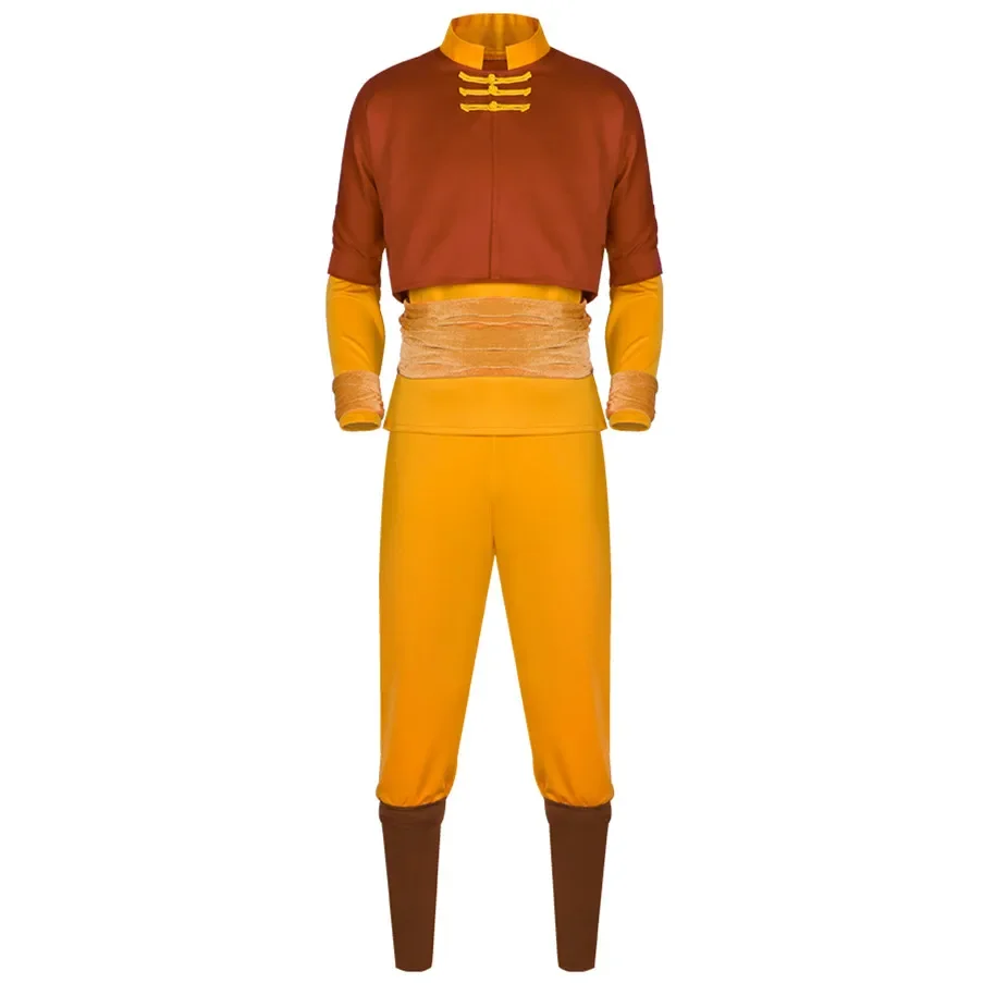 Aang Cosplay Kostuum Volwassen Heren Shirt Broek Past Outfit Uniform Halloween Carnaval Vermomming Feestkostuum