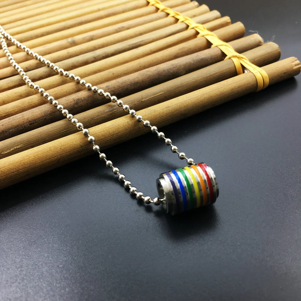 

4Pcs Rainbow Pendant Stainless Steel Hollow Cylinder Tube Chic Pendant Durable Fashion DIY Accessory Necklace