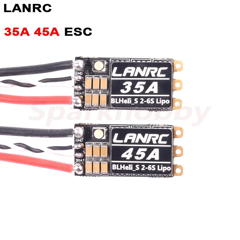 

4PCS LANRC 35A/45A BLHeli_S 2-6S Lipo ESC Built-in Programmable RGB LED D-Shot 150/300/600 ONESHOT125 For RC FPV Quadcopter