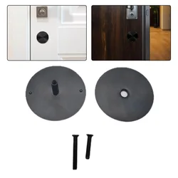 1set Door Hole Cover Plate Diameter 2-5/8in Door Knob Hole Deadbolt Cover Metal Entry Door Security Covering Plates