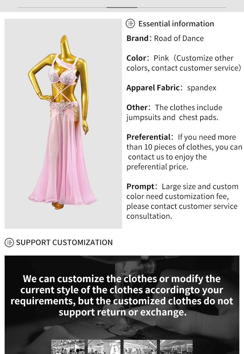Damen-Abendkorsett, orientalisches Kostüm für Mädchen, Tanzanzug, Bauchtanzkleid, Bühnen-Tanzkleidung, Bauchtanz-Praxis-Outfit, langes Outfit – Detail 3